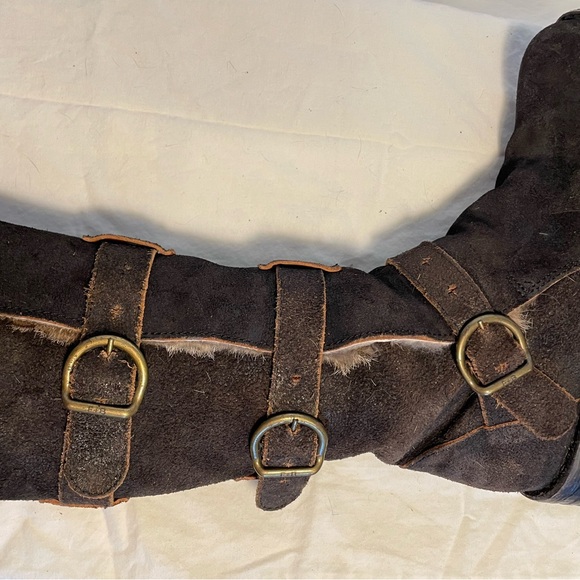 Fiorentini+Baker LEVANZO NERO Brown Suede Boots 3 Straps w/ Gold Buckles - Picture 16 of 16